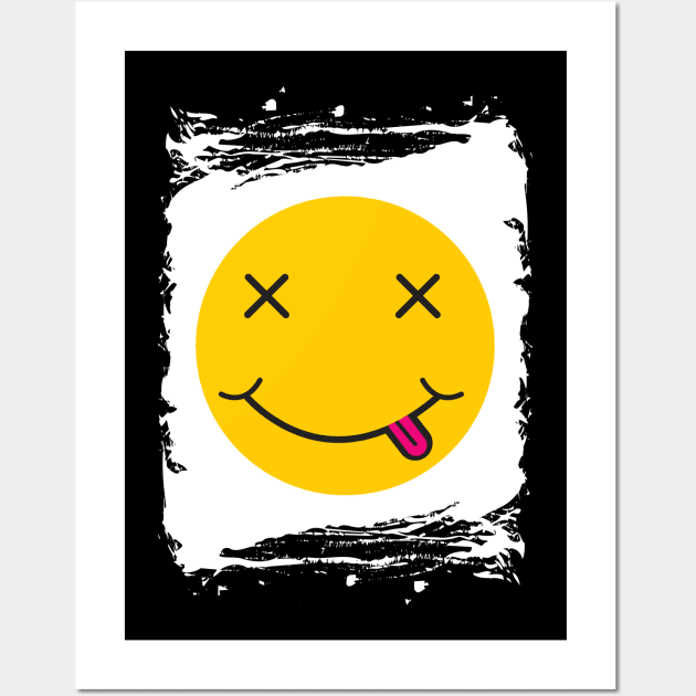 smiling face tee- best funny tshirt - funny shirts for men - funny shirts for women Wall Art by Sezoman